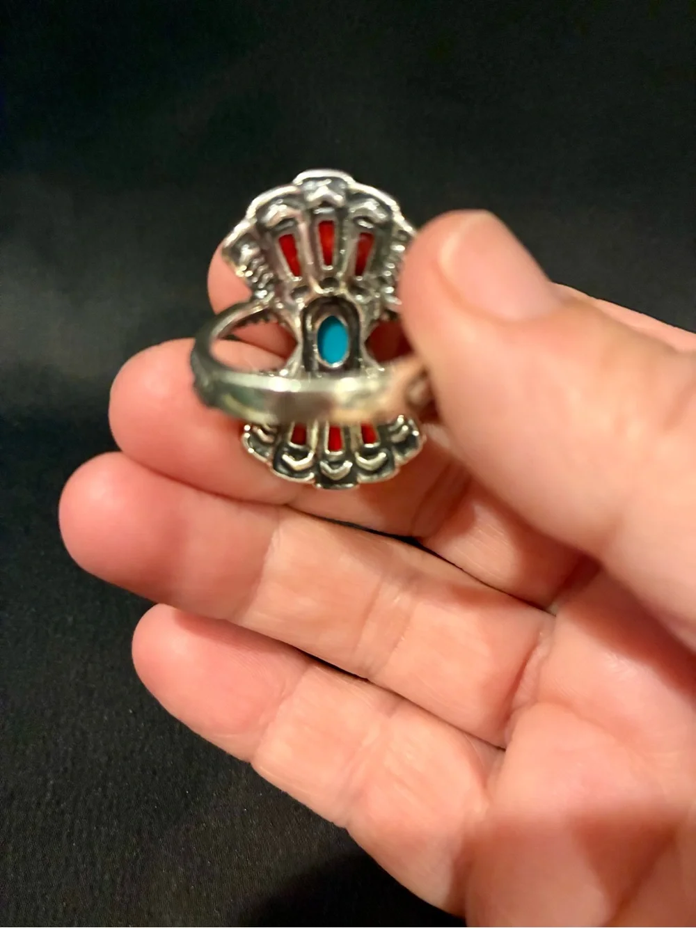 CAROLYN POLLACK Relios Sterling Silver Natural American West Turquoise Size 7
